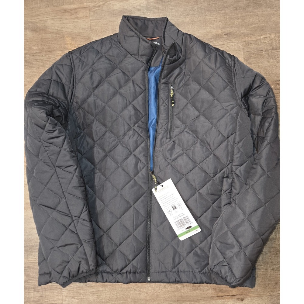 Hawke & Co Men's Black Quilted Full Zip Jacket Stand-Up Collar Size L